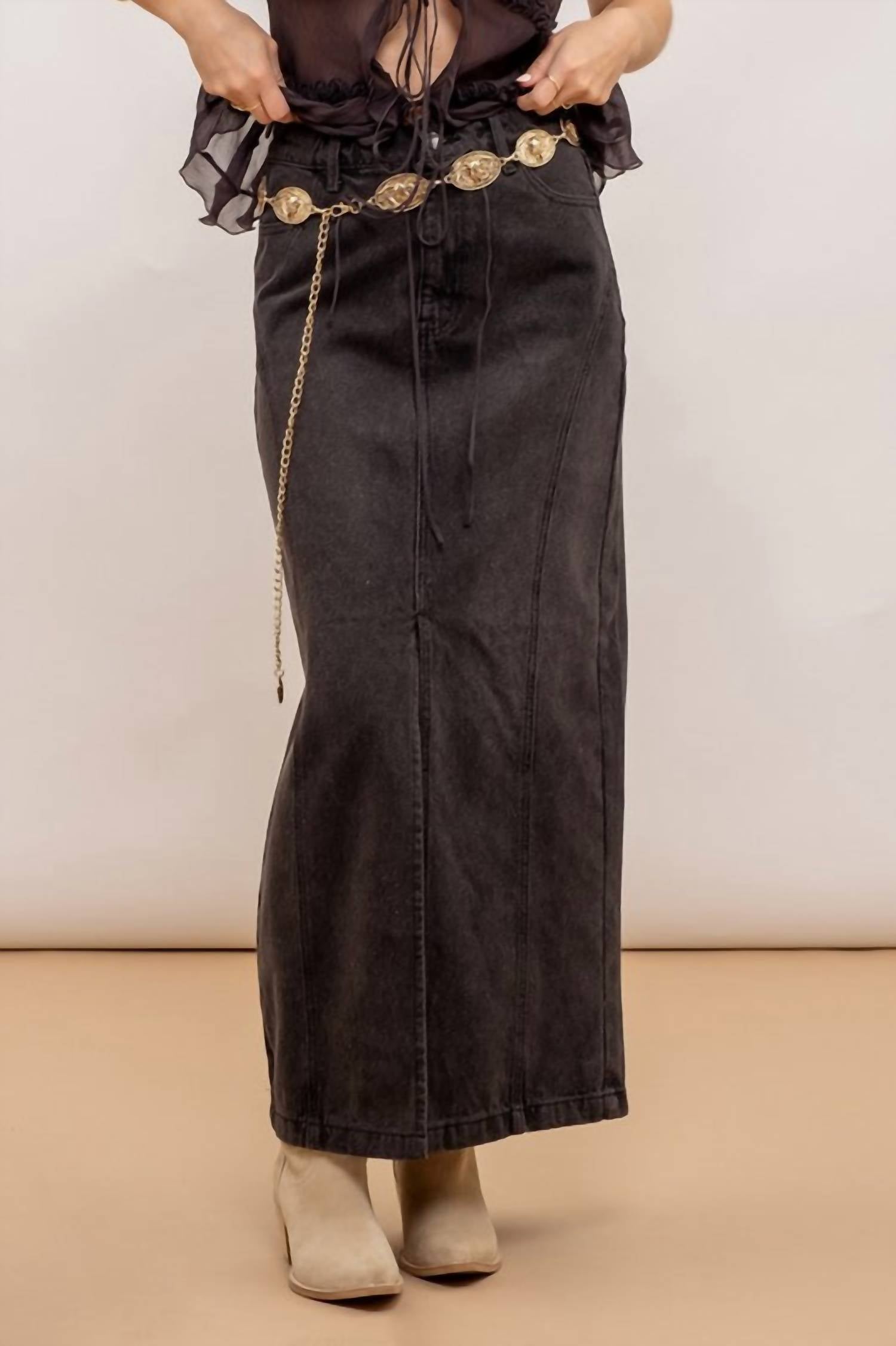 Blu Pepper - Panel Denim Midi Skirt