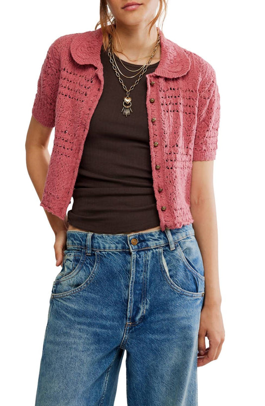 Free People - Daylight Collared Short Sleeve Cardigan