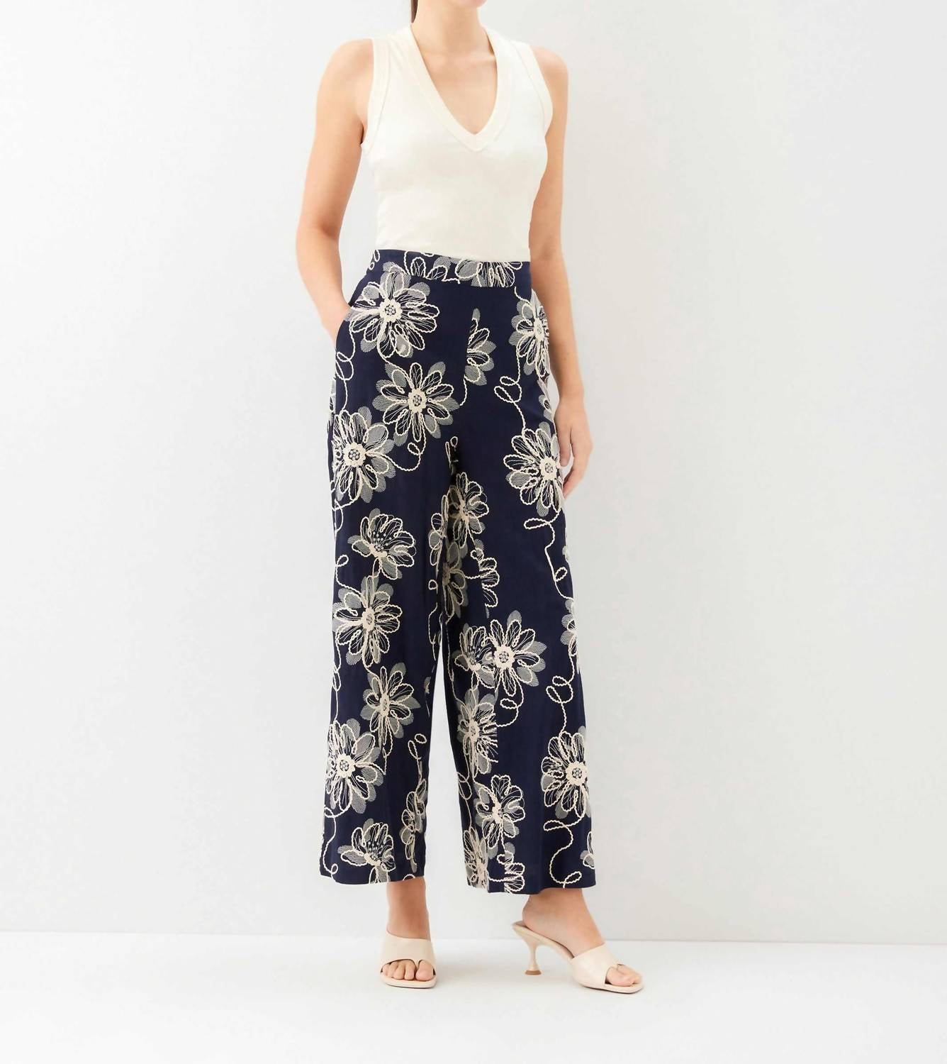 Fifteen Twenty - Women's Adara Embroidered Wide-leg Pants