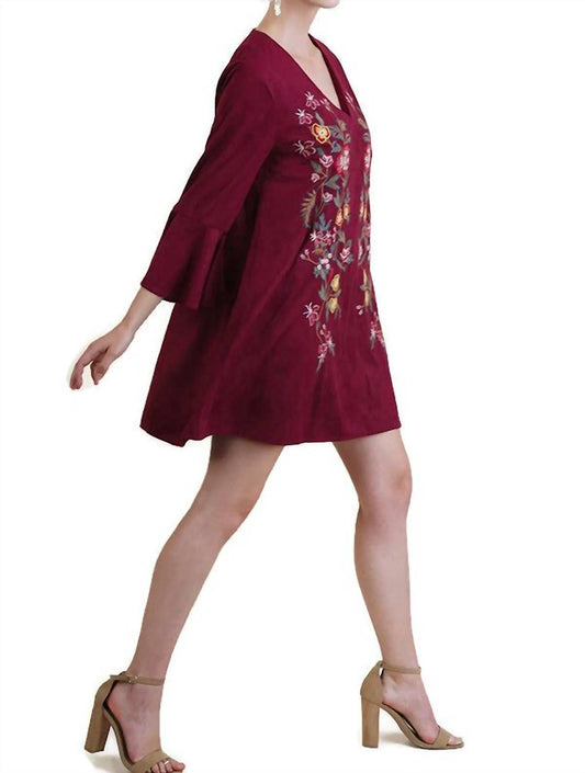 Umgee - Floral Embroidered Bell Sleeve Dress