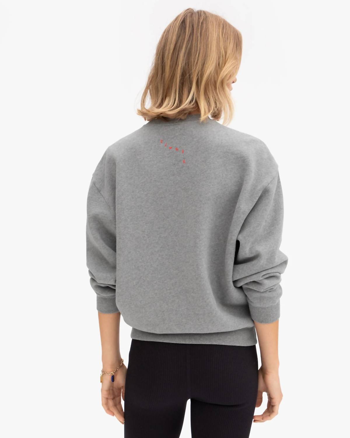 Clare V. Oversized Triple Oui Sweatshirt Top in grey melange - women's top - detail view