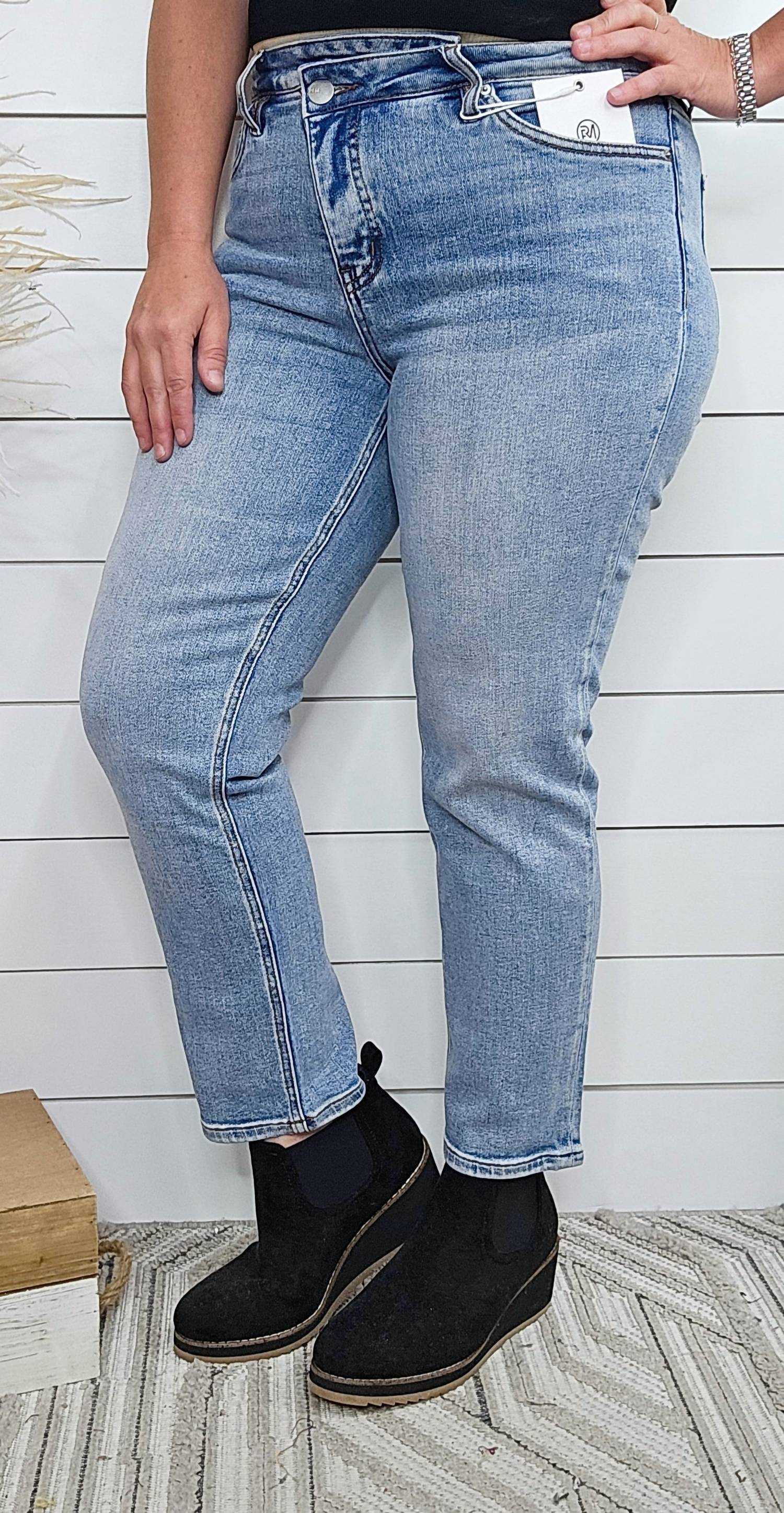 YMI Women's Rfm Dylan Tummy Control Straight Leg Jean Cross Front in blue - women's jeans - view 4