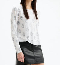 CHRLDR Hamsa Ava Mock Layer Long Sleeve T-shirt in white - women's long sleeve top - detail view