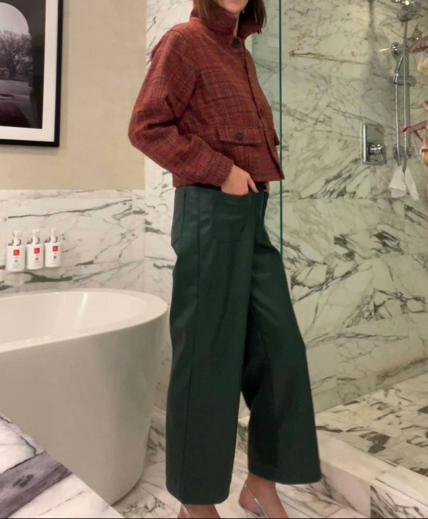 Skies Are Blue - Faux Leather Cropped Pant