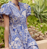 Jodifl - Faye Puff Sleeve Tiered Mixed Print Midi Dress