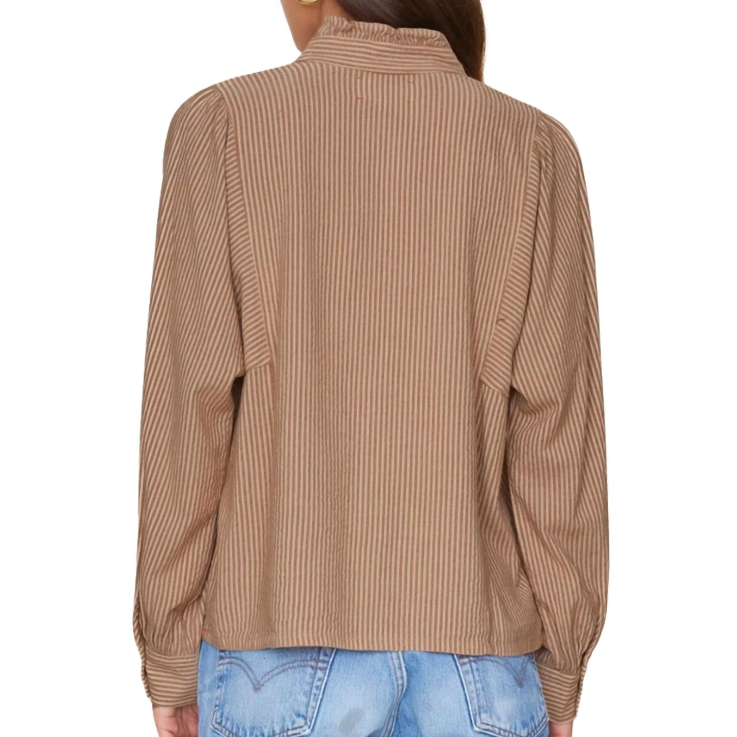 XIRENA Women's Serafina Shirt in stripe - women's shirt - detail view