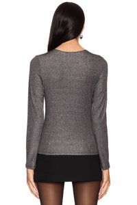 Lna - Jacinda Lurex Rib Long Sleeve Top