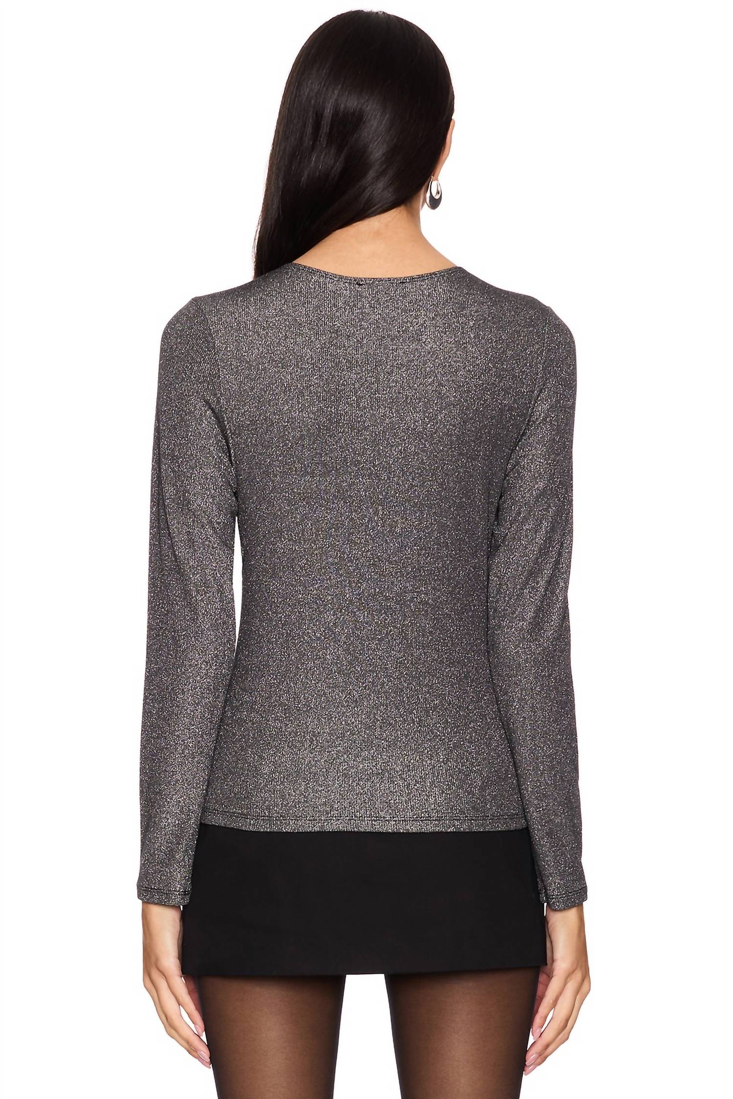 Lna - Jacinda Lurex Rib Long Sleeve Top
