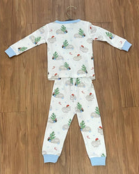 Lulu Bebe - Boy's Pima Hippo Long Sleeve Two Piece Pajama Set