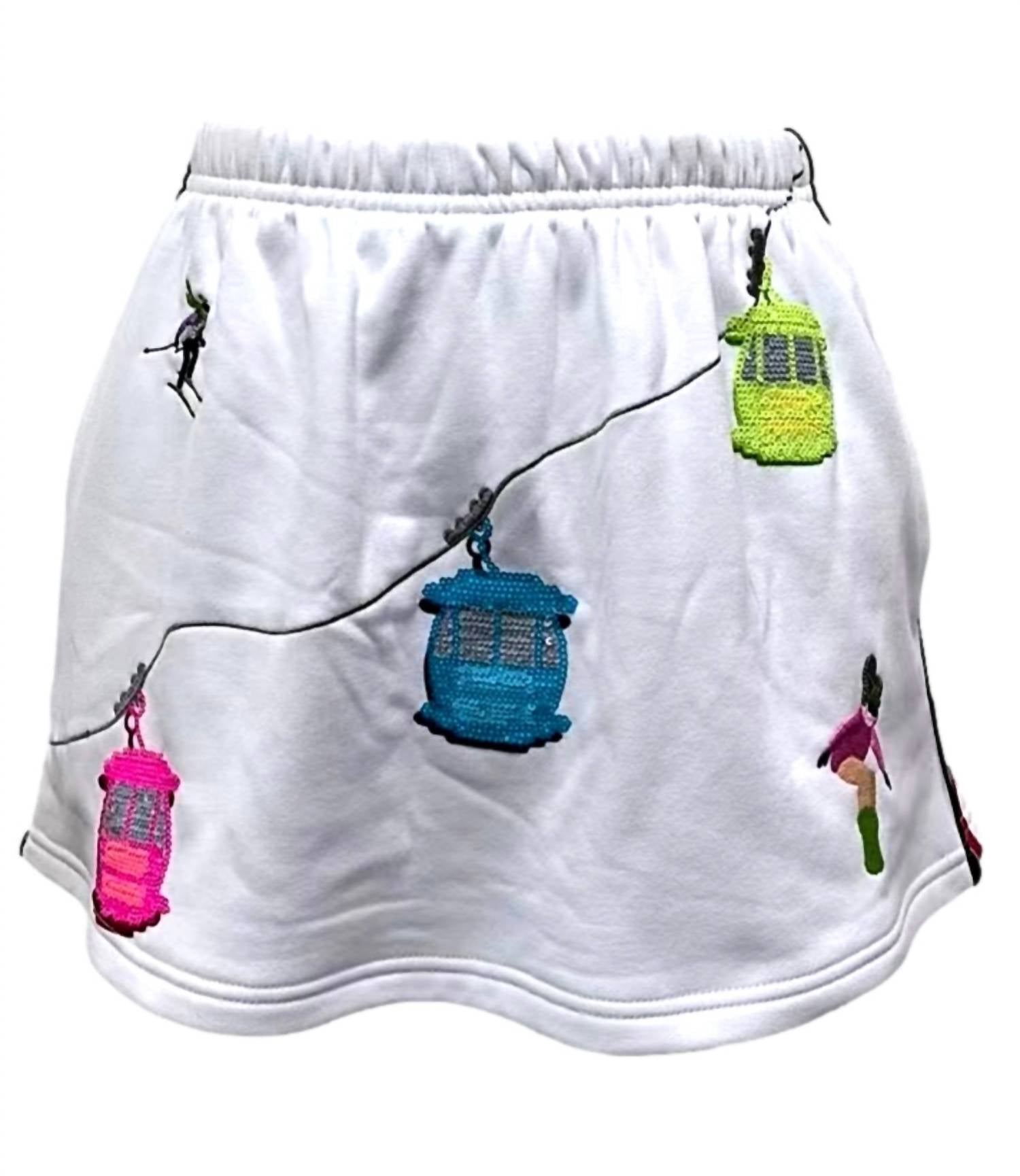 QUEEN OF SPARKLES Gondola Side Stripe Skort in white multi - women's shorts - view 6