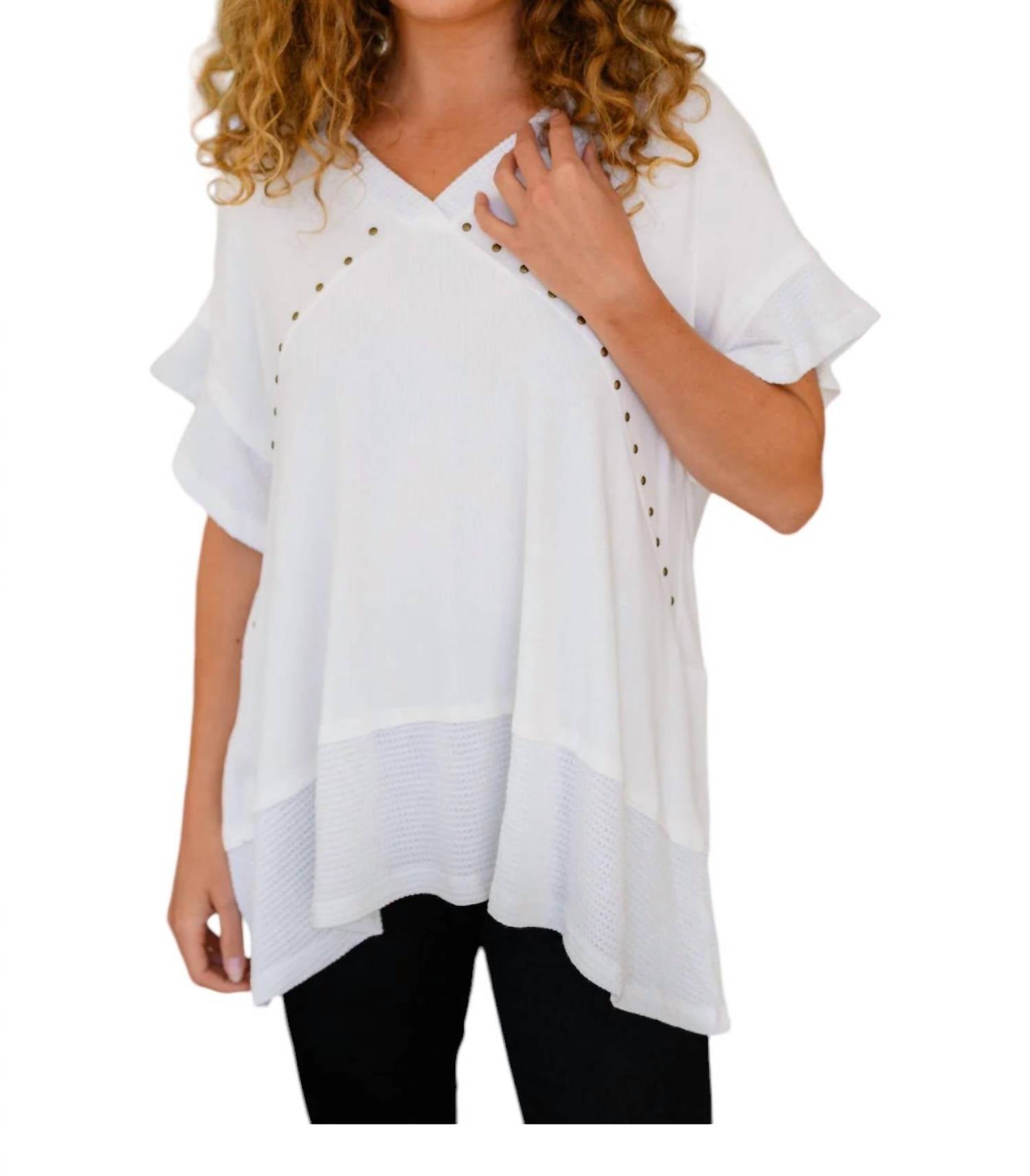 One Eleven North - Giving In V Neck Spliced Top