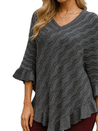 LTX Sportswear Wave Knit Poncho in gray - women's sweater - detail view