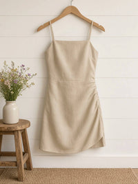 Mable - Solid Open Back Lace Up Dress