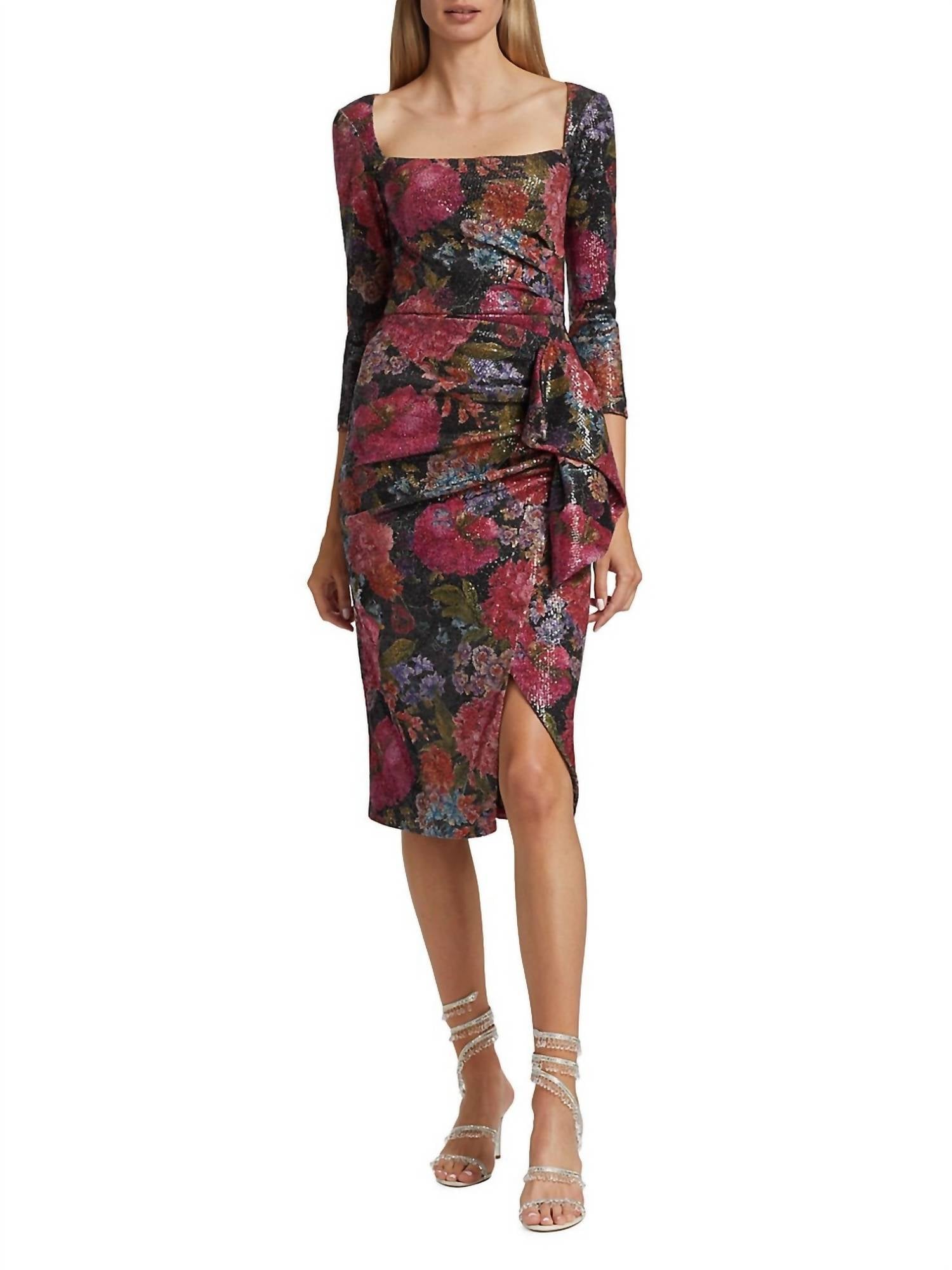 CHIARA BONI Cesarima MS Print Dress in glowing peonies black - women's dress