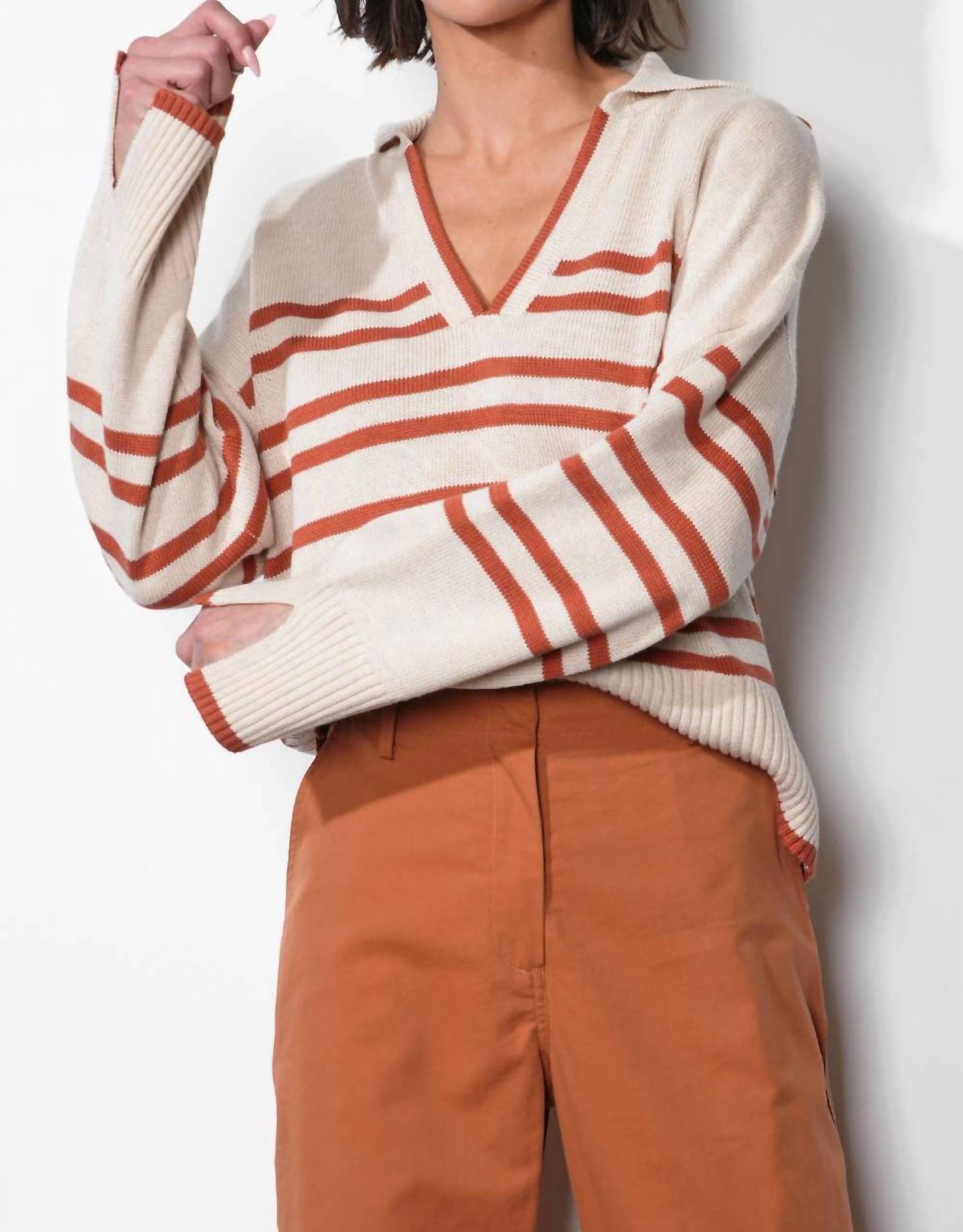 Greylin - Collared Stripe Sweater