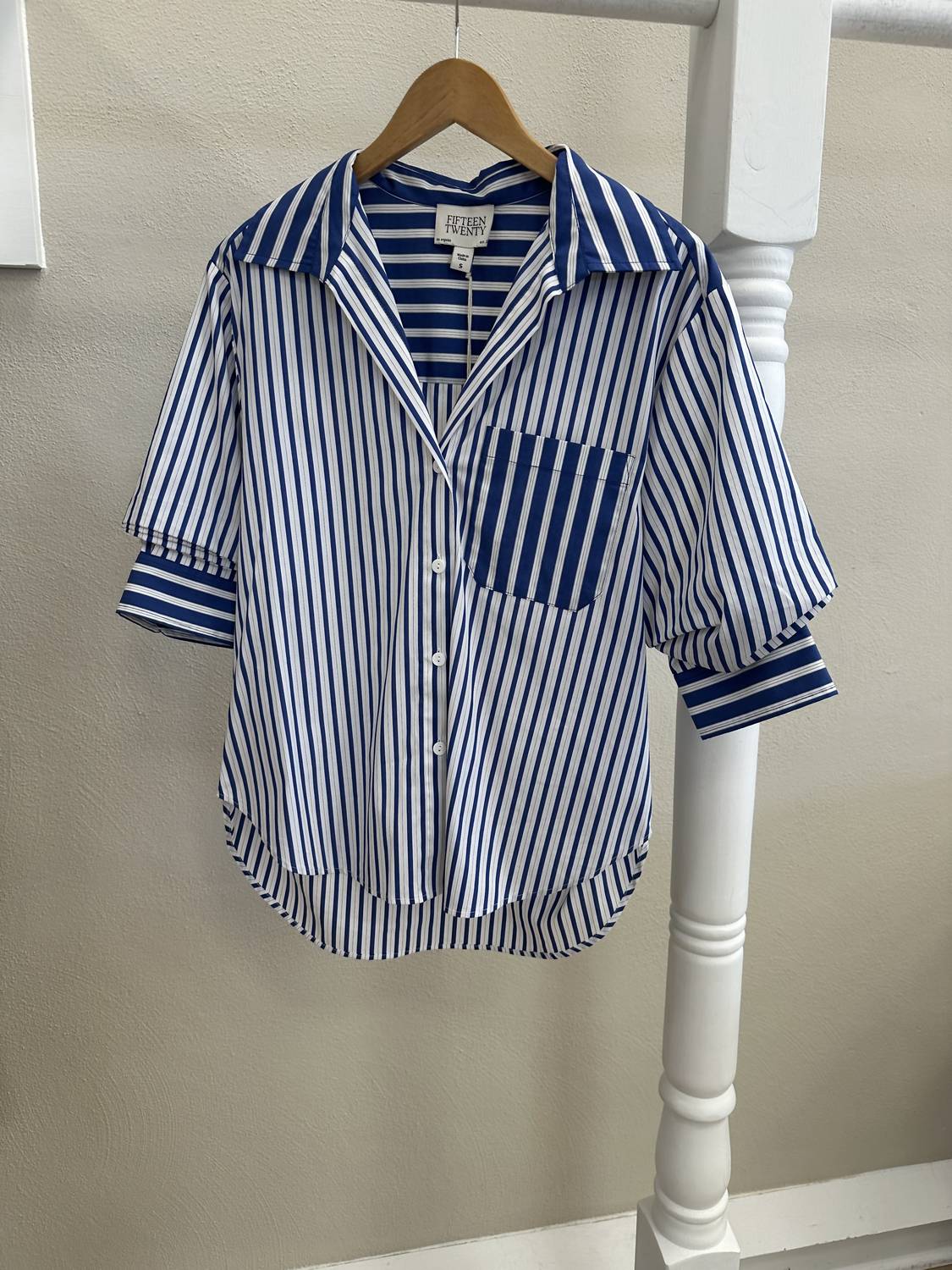 Fifteen Twenty - Women's Puff Sleeve Button Front Top