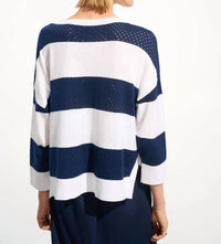 Joseph Ribkoff - Stripe Print Crewneck Sweater