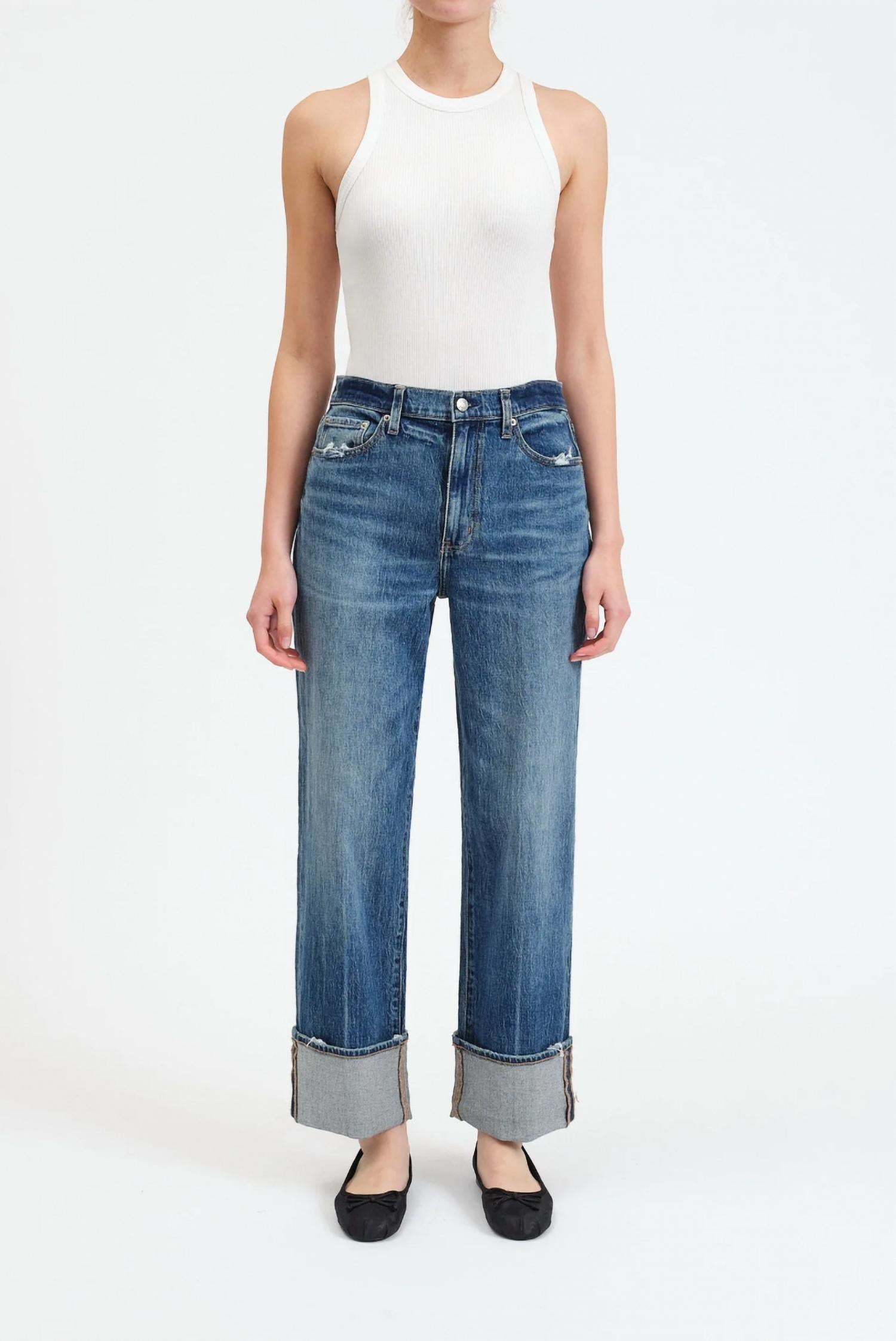 Daze - Eastside High Rise Loose Fit Cuff Denim