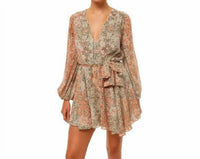 Misa Los Angeles Barocco Floral Print Dress in green orange - women's dress