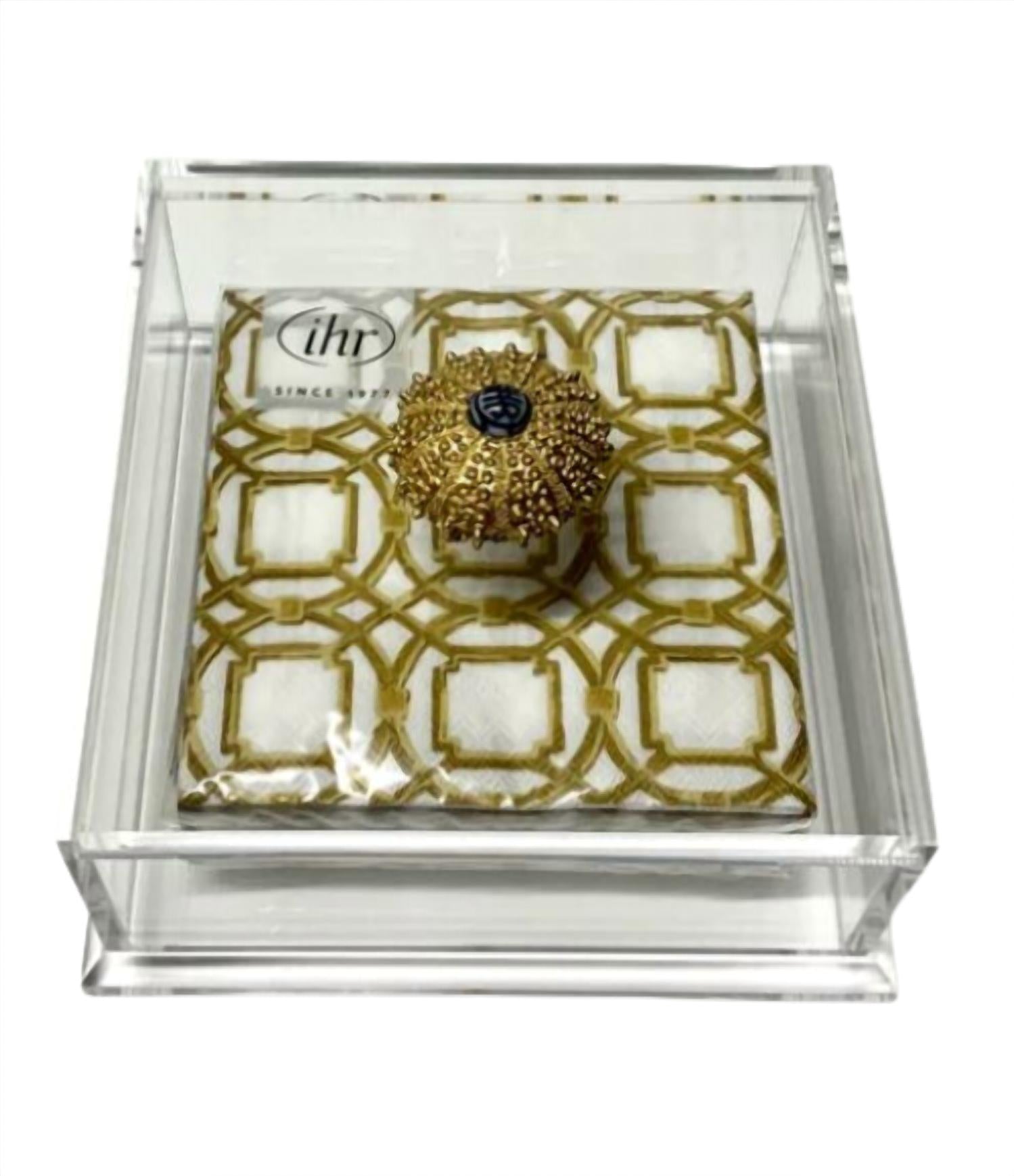 Southern Tribute Gifts Sea Urchin Cocktail Napkin Box in clear - item