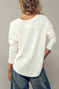 Urban Daizy - Delilah Textured Knit Henley Tee