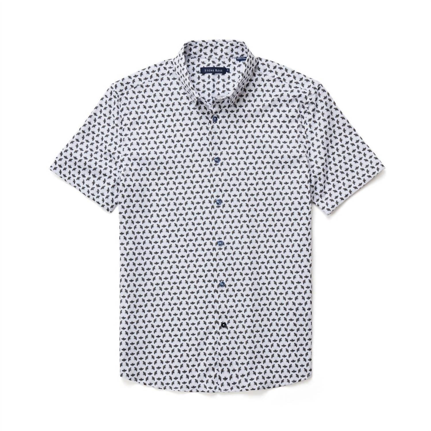 Stone Rose - Printed Bees Short Sleeve Button Down Shirt