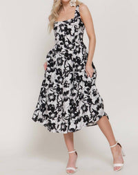 Active Basic Square Neckline Printed Full Dress in ivory black - women's dress - view 4