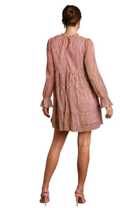Umgee - Rhinestone Embellished Tiered Metallic Dress