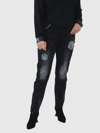 Frank Lyman - Diamante Woven Denim Pant