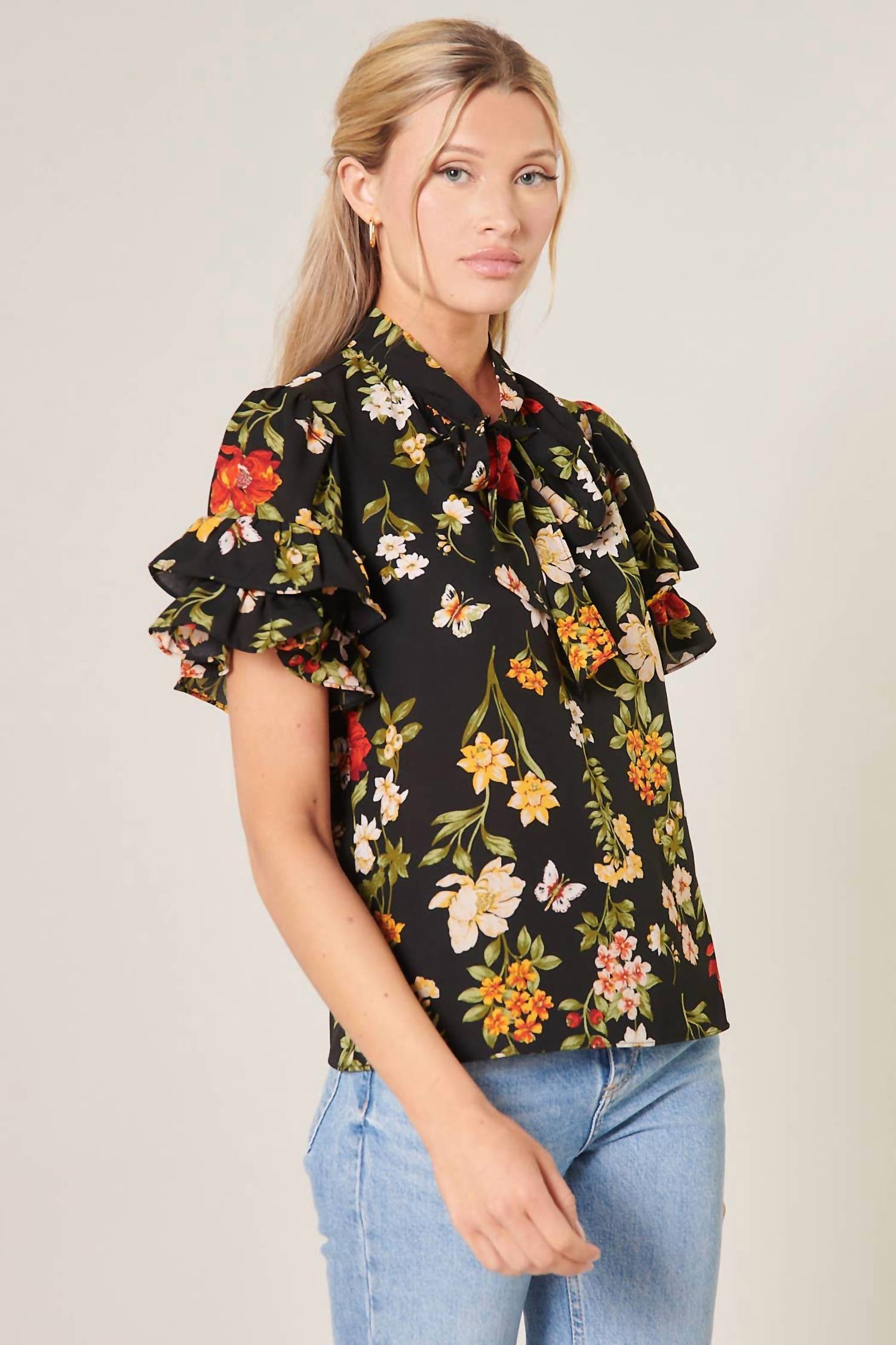 Sugarlips - Willa Tie Neck Bianca Blouse