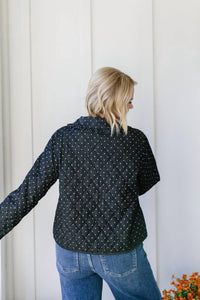 Polygram Miley Polka Dots Quilted Jacket in black - women's jacket - detail view