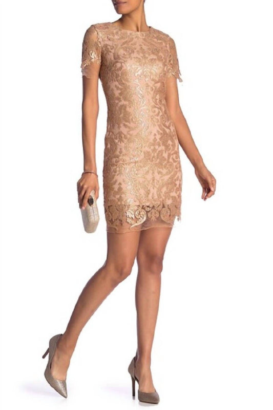 Dress The Population - Megan Short Sleeve Sequin Lace Mini Dress