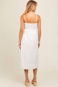 TCEC Sleeveless Button Down Midi Dress in ivory - women's dress - detail view