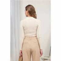 The Workshop - Mock Neck Long Sleeve Sweater Knit Top