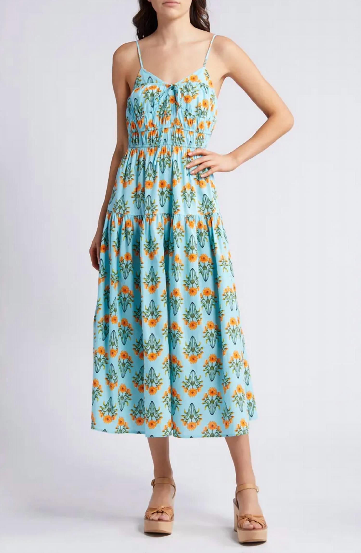 Moon River - Spaghetti Strap Floral Midi Dress