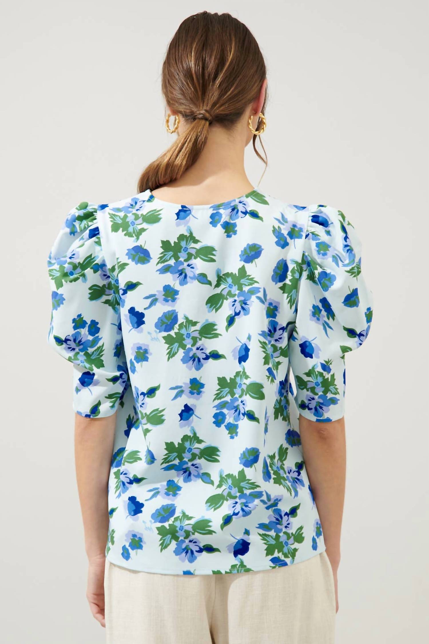 Sugarlips - Magnolis Floral Puff Sleeve Blouse