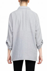 Adyson Parker - 2-way Sleeve Pockets High Low Hem Shirt