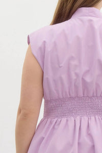 Entro - Solid V-neck Sleeveless Midi Dress