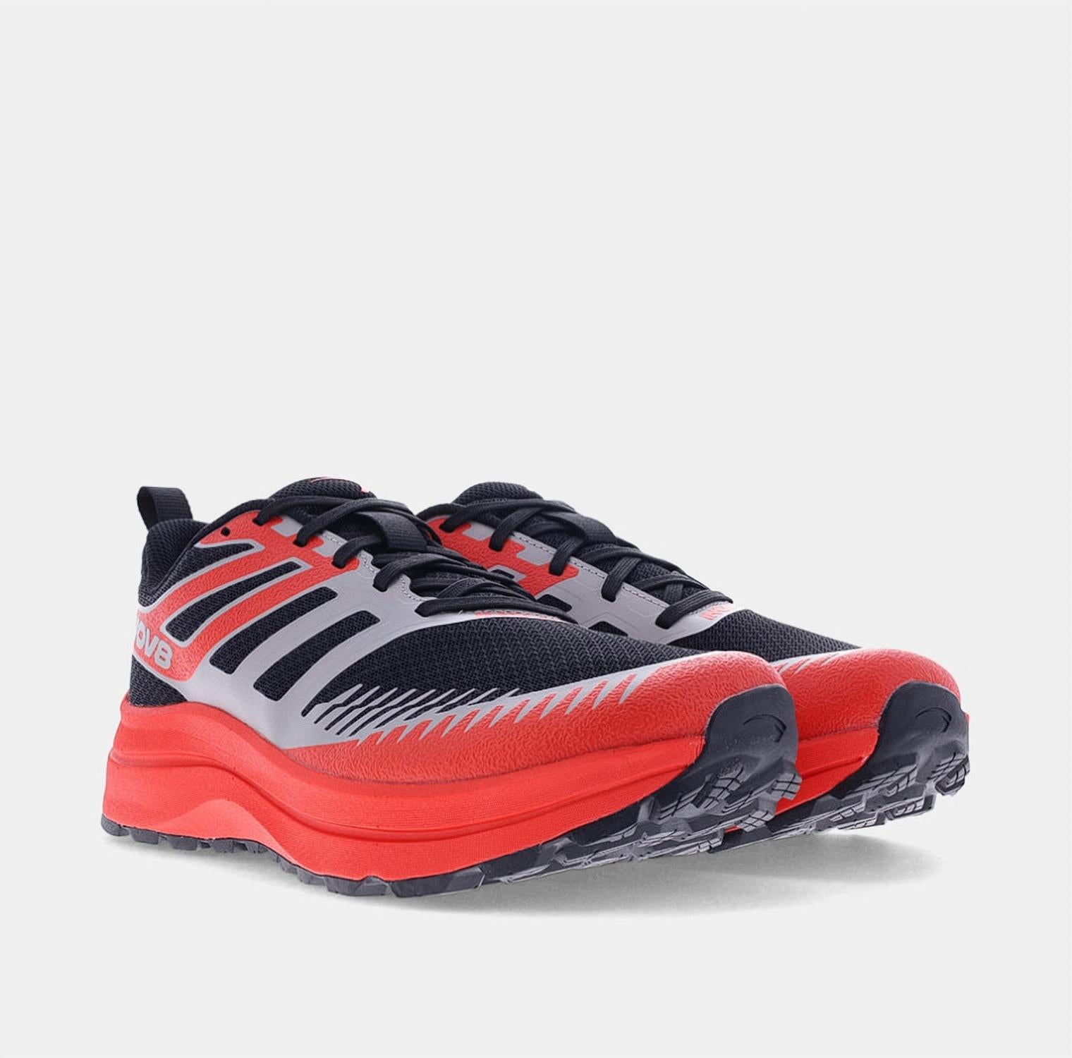 inov-8 Men's Trailfly Max Shoe in black light grey red - men's shoe