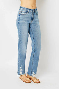 Judy Blue - High Rise Straight Leg With Heavy Destroy Jeans