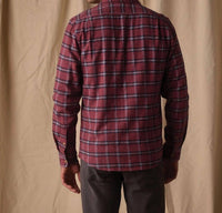 The Normal Brand Hudson Double Brushed Flannel Shirt in mineral red plaid - men's shirt - detail view