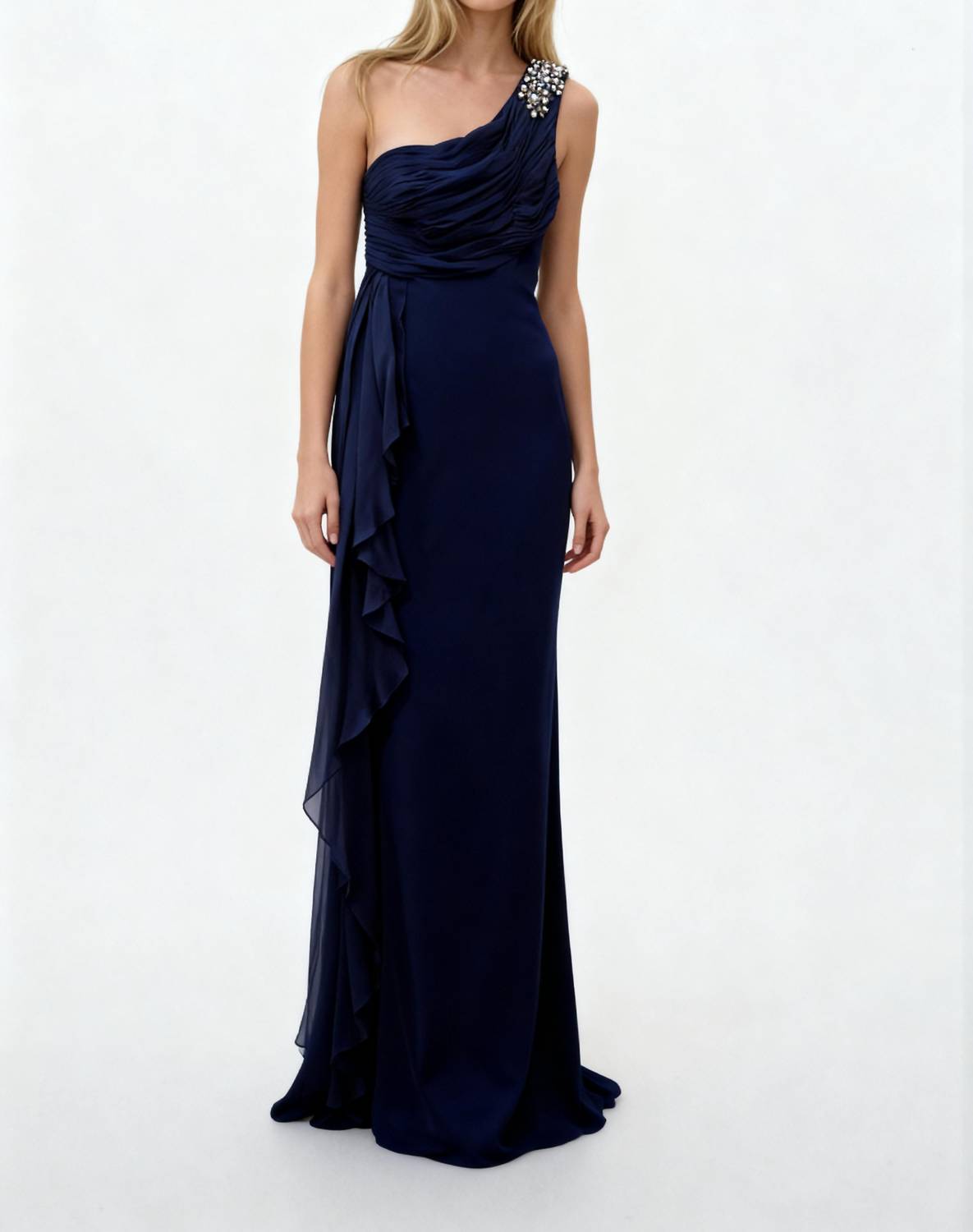 Marchesa - One-shoulder Long Evening Dress