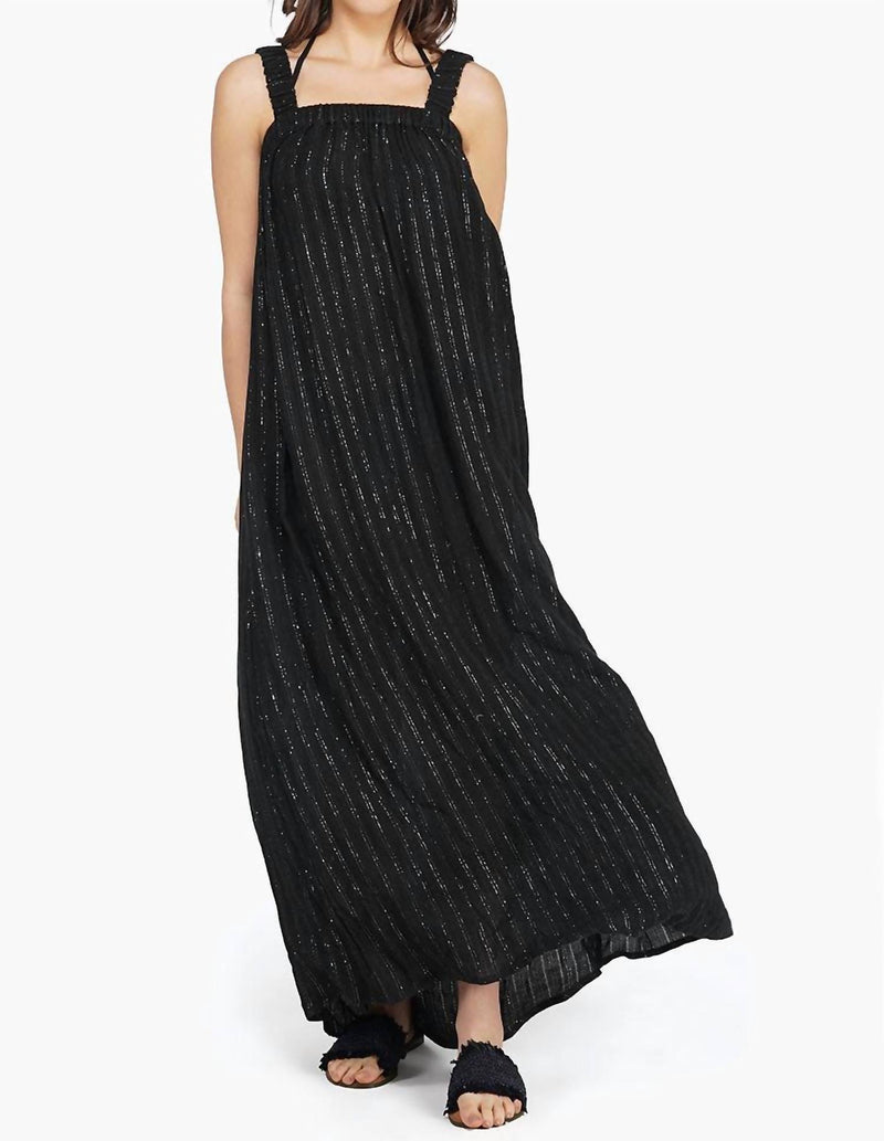 AMERICA & BEYOND Summer Nights Stripe Maxi Dress in black silver - women's dress