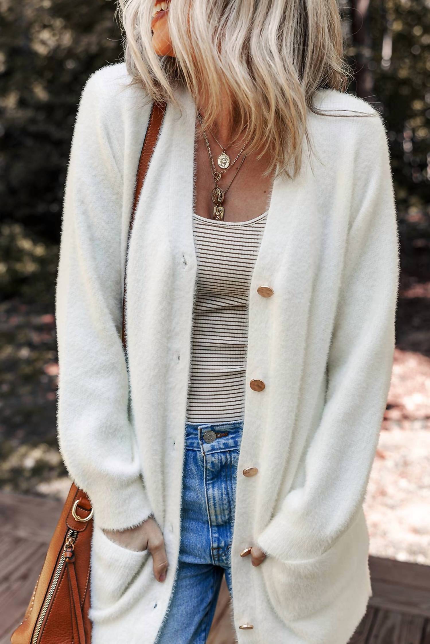 Aapparella - Soft Knitted Buttoned Open Front Cardigan