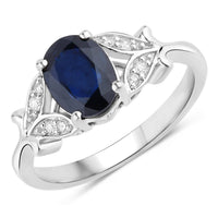 Diana M Jewels Women's Oval Natural Sapphire Fashion Ring (1.62 Ct) - Classic in 14k white gold - women's jewelry