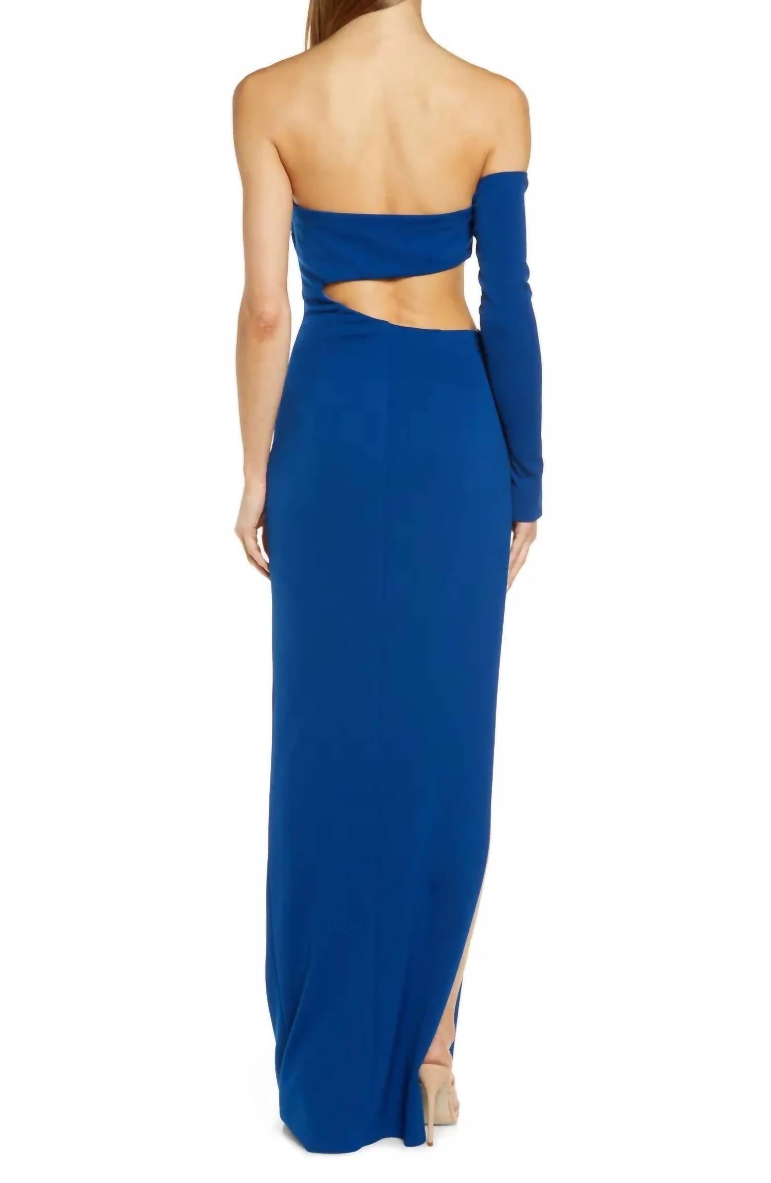 Katie May - Slashed One Sleeve Cutout Maxi Gown