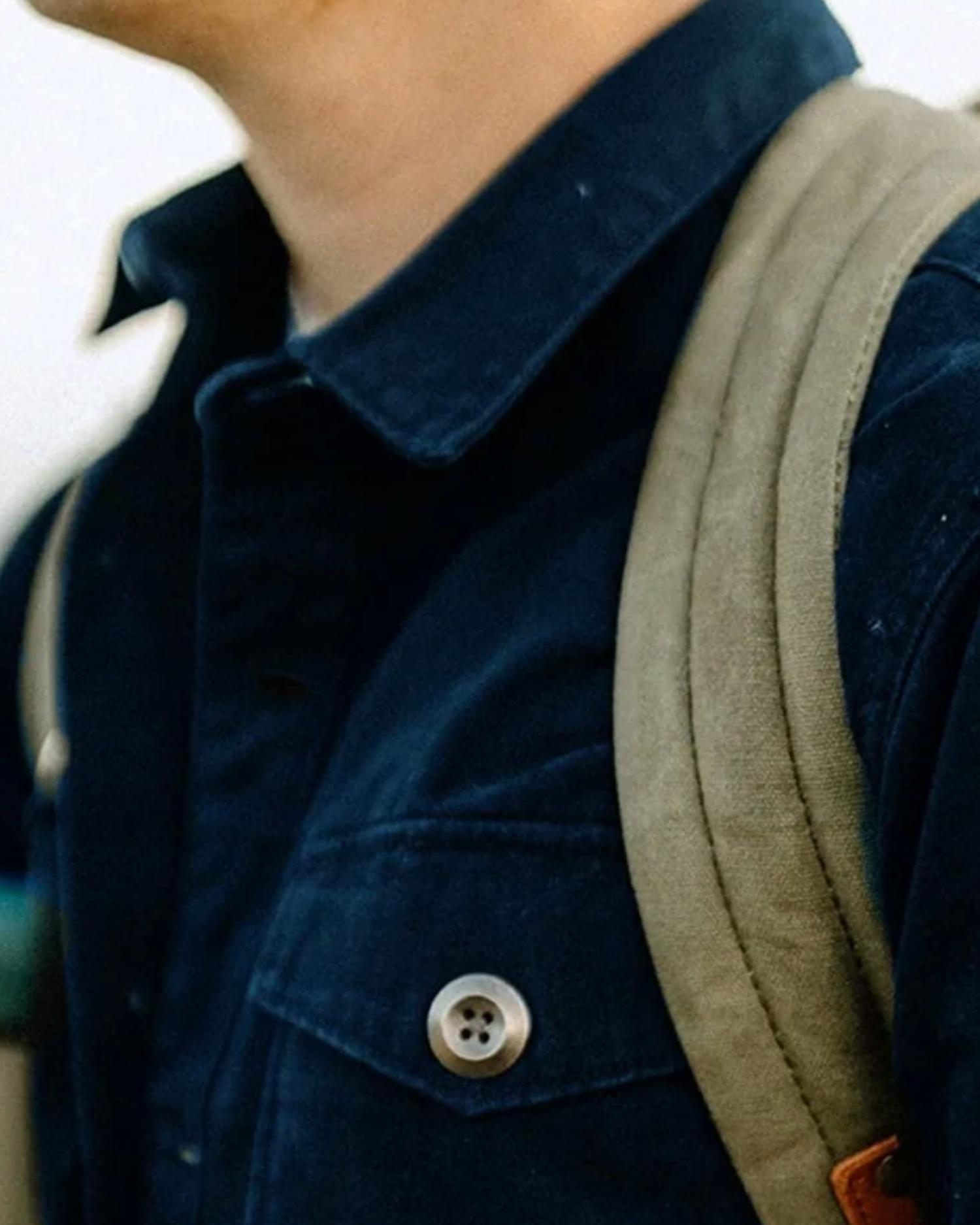 Iron & Resin Men's Mission Shirt in navy - men's jacket - detail view
