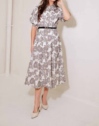 FLYING TOMATO Heritage Bloom Midi Dress in natural - women's dress - detail view