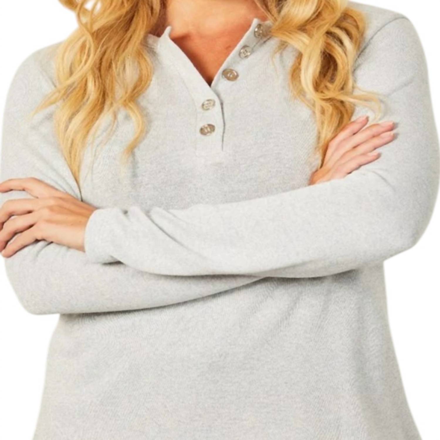 French Kyss - Button Detail Long Sleeve Top