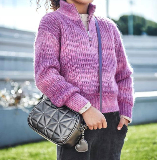 Mayoral - Girls' Chunky Space Dye 1/4 Zip Sweater